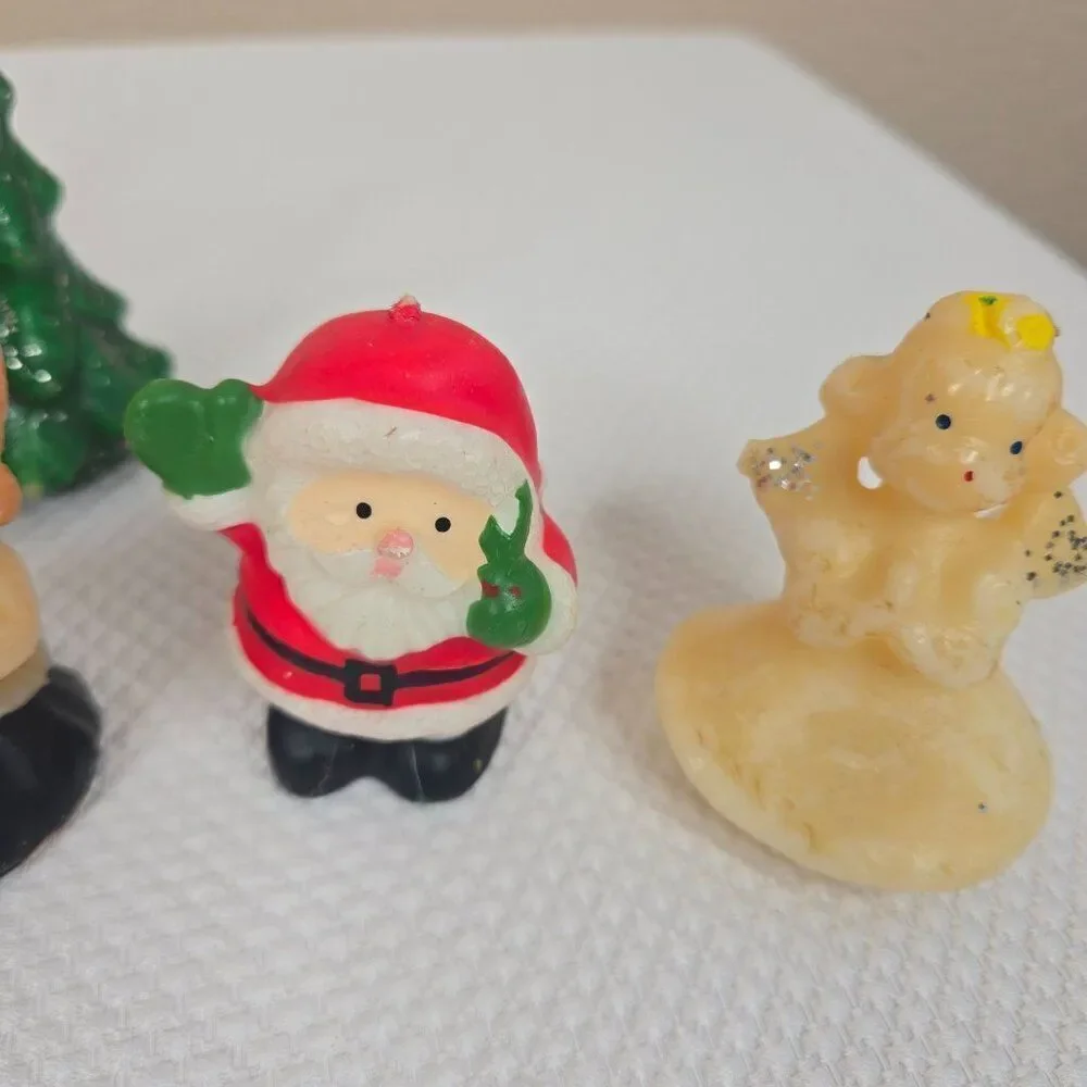 Vintage Gurly Halo Christmas Candle Lot 10 Santa Snowman Angel Tree Choir